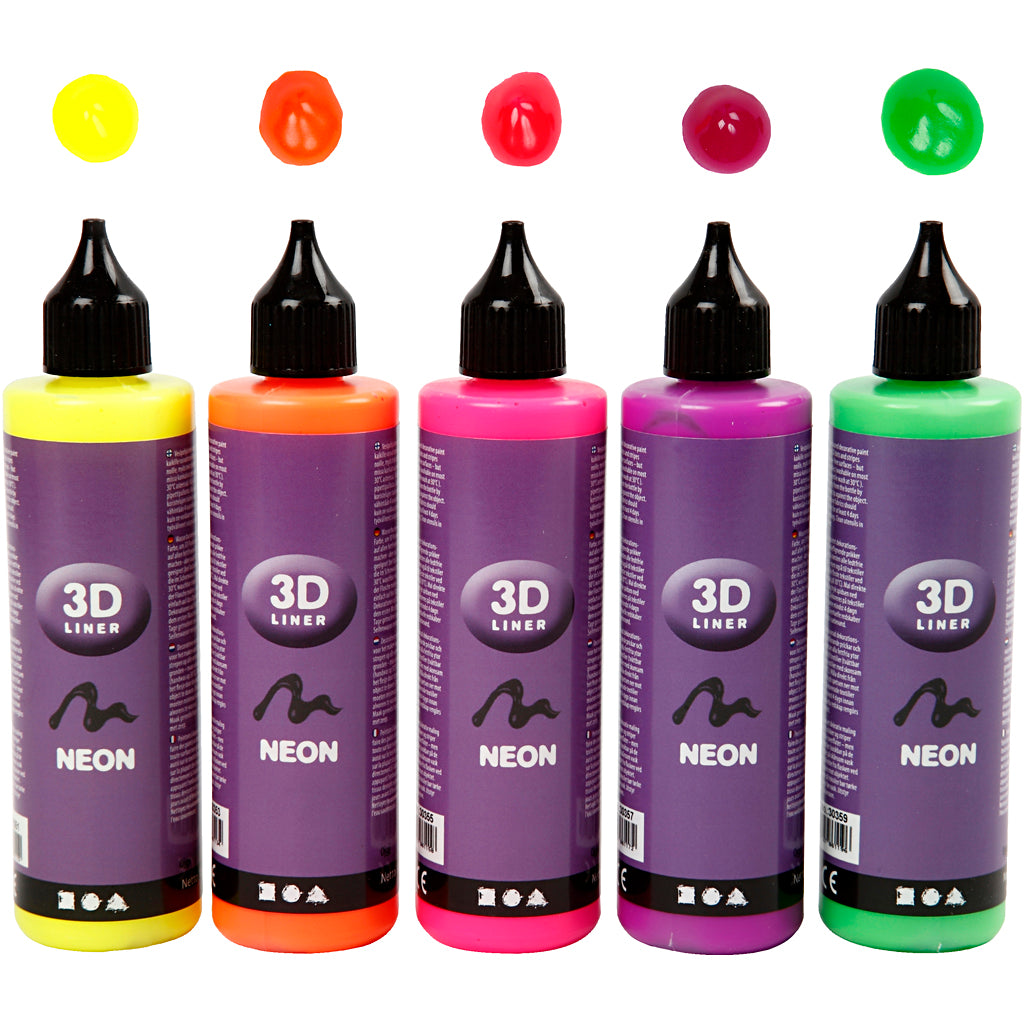 3D Liner, neon colours, 5x100 ml