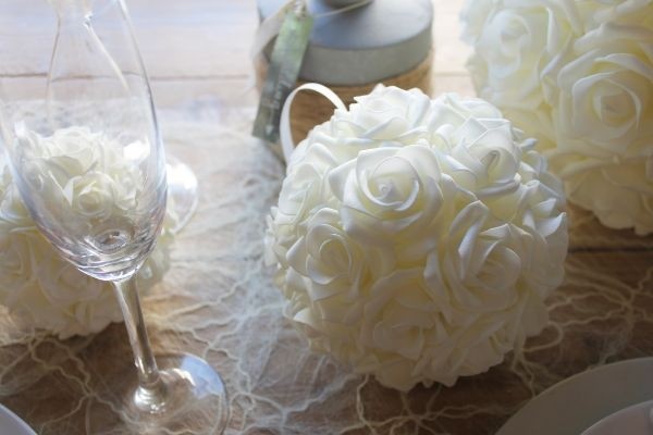 Weiße Rosendeko Ø10cm Schaumstoff (1 Stück) [IFS-31210]