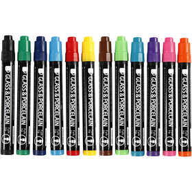 Glas-/Porzellanmarker, Strichstärke 1-3 mm, Halbdeckend, 12 Stk/ 1 Pck [HOB-31653]