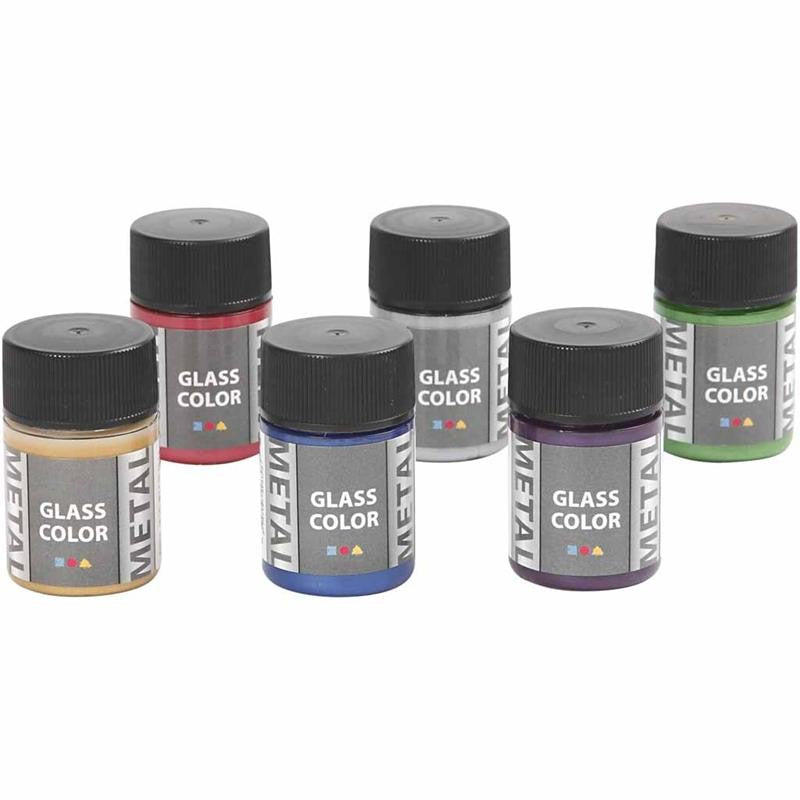 Glass Color Metal, Sortierte Farben, 6x30 ml/ 1 Pck [HOB-31762]