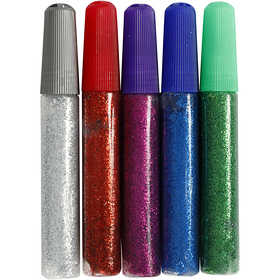 Glitzerkleber, Sortierte Farben, 5x10 ml/ 1 Pck [HOB-31808]