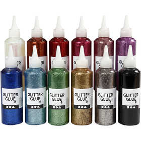 Glitzerkleber, Sortierte Farben, 12x118 ml/ 1 Pck [HOB-31820]