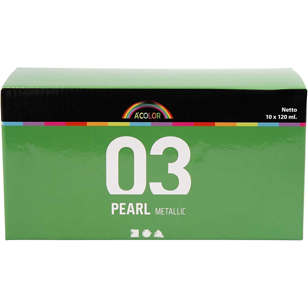 Acrylfarbe metallic, Metallic, Sortierte Farben, 10x120 ml/ 1 Pck [HOB-32201]