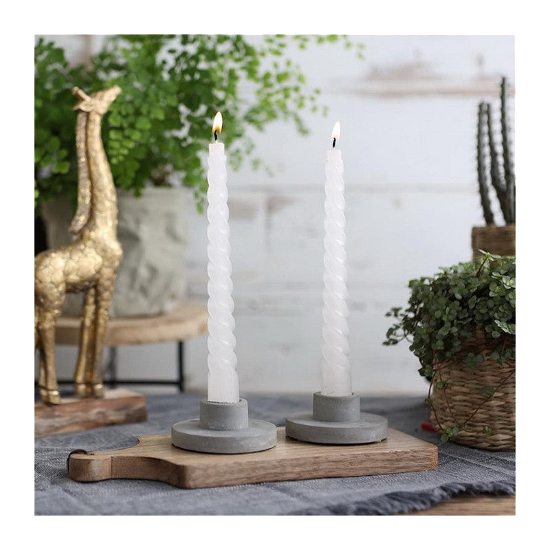 Kerzen Gedreht Weiß | H: 19cm (4 Stück) [IFS-32237]