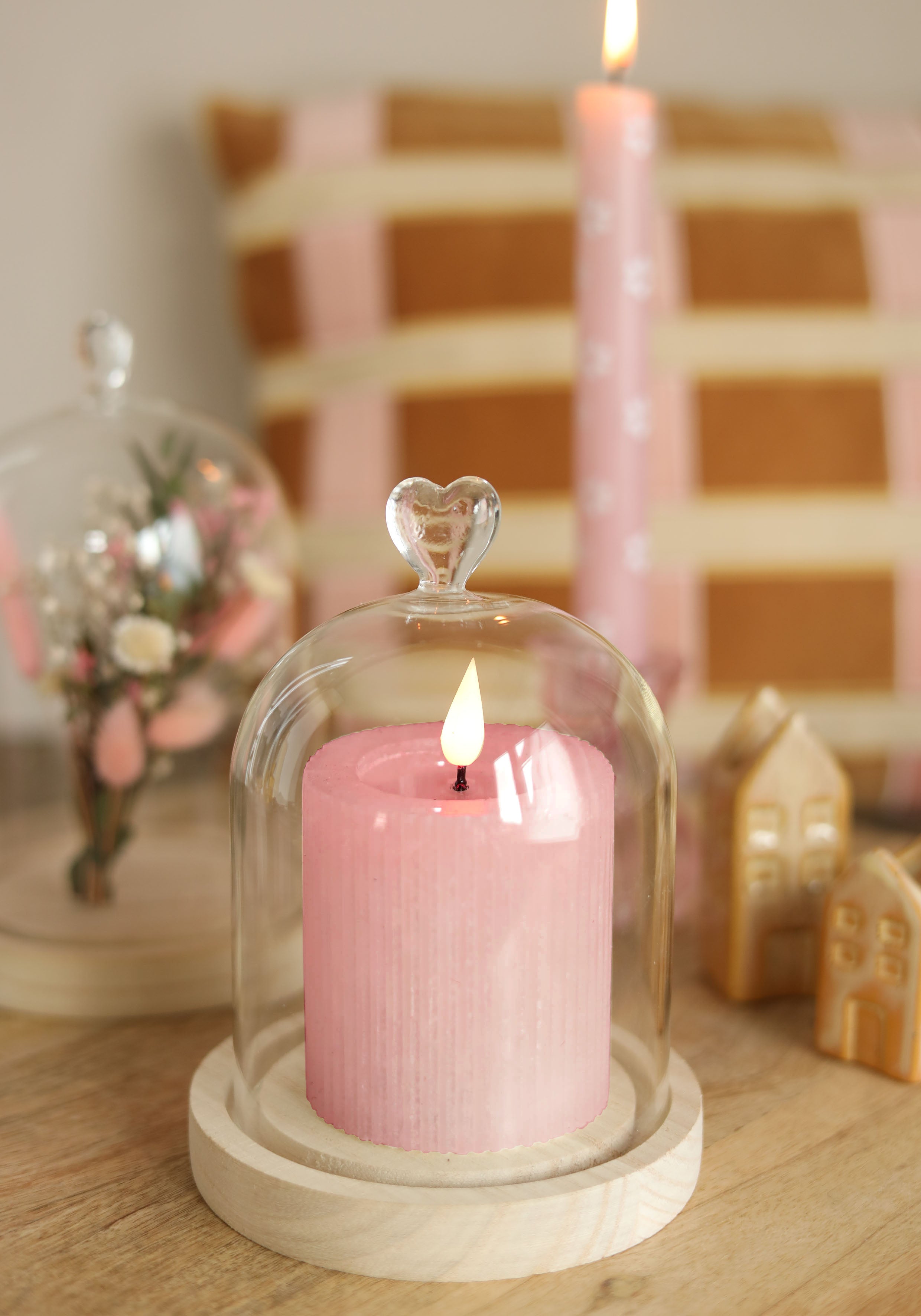 LED-Pfeilerkerze Ø7 h. 7,5cm rosa (1 Stk.) [IFS-32604]