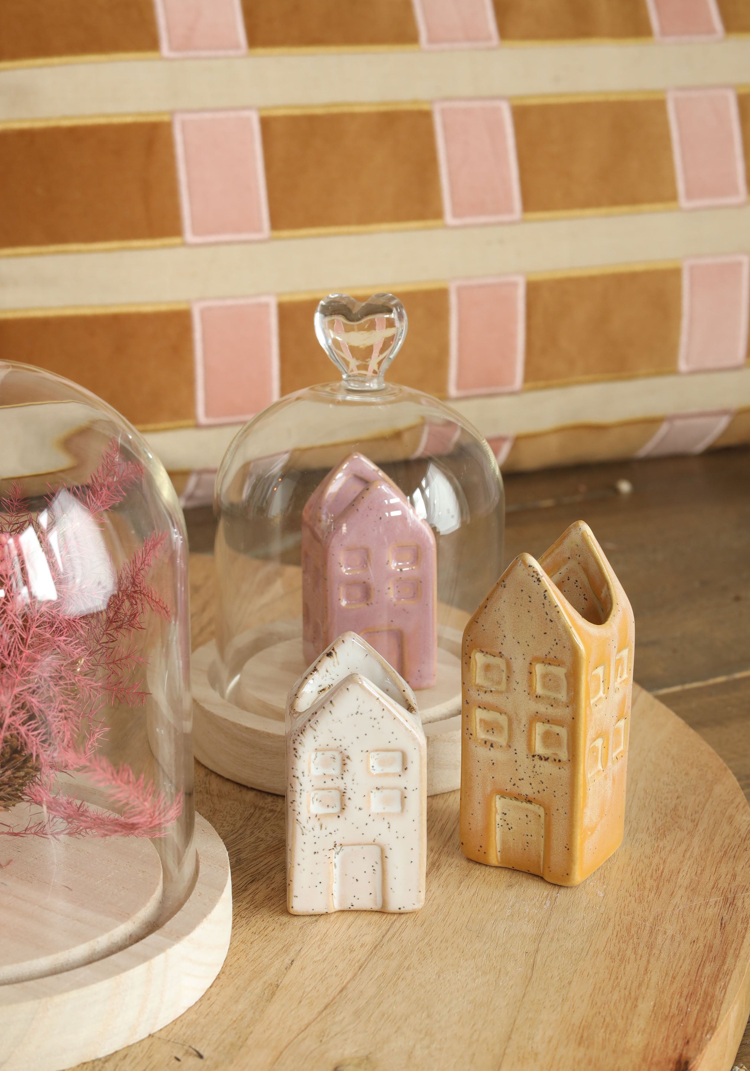 Glashaube mit Glasknopf mit Holzsockel Ø10 h.12 cm (1 Stk.) [IFS-29311]