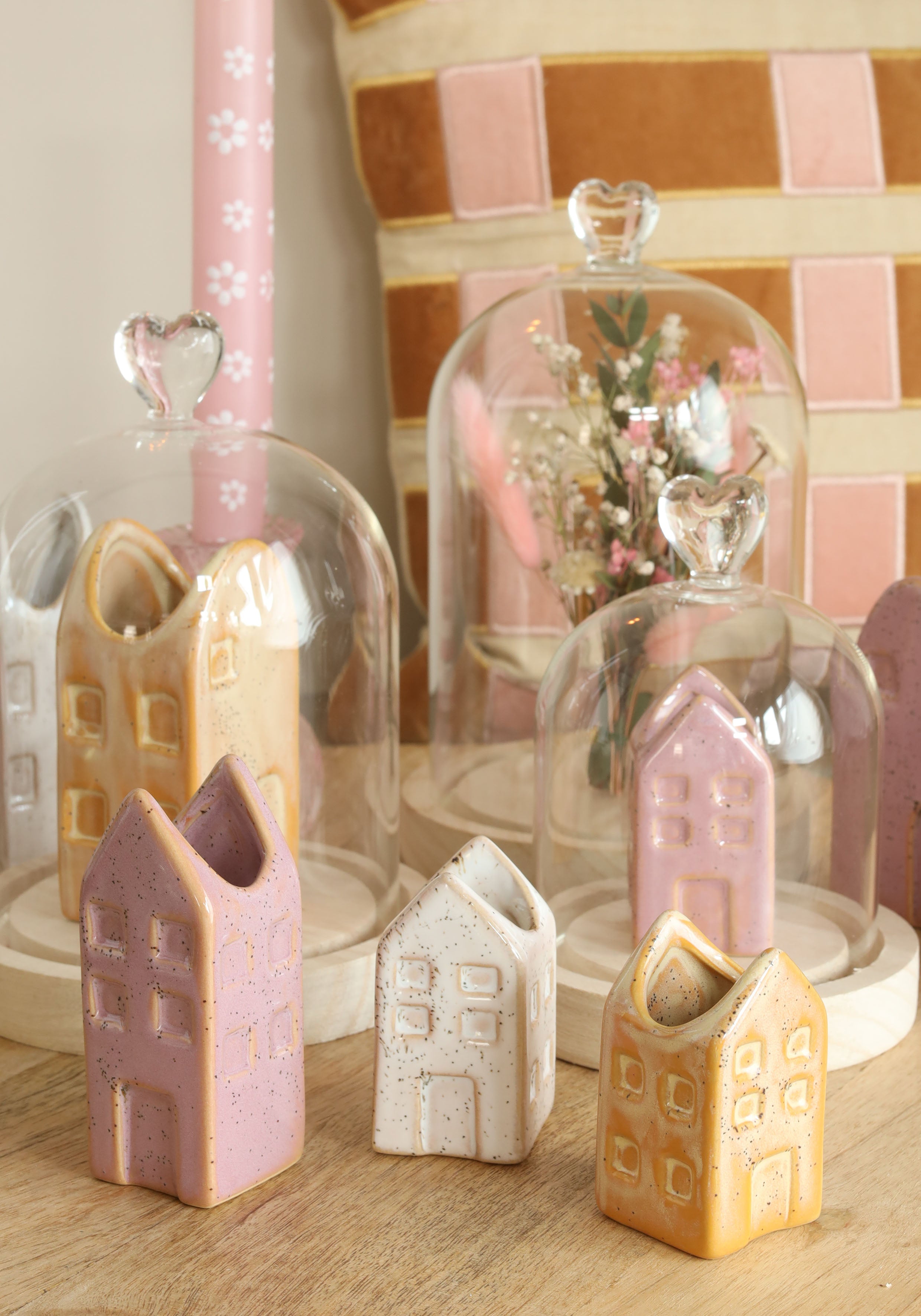 Glashaube mit Glasknopf mit Holzsockel Ø12 h.18 cm (1 Stk.) [IFS-29313]