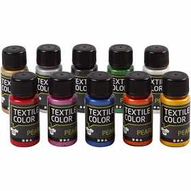 Textilfarbe, Perlmutt, Sortierte Farben, 10x50 ml/ 1 Pck [HOB-33699]