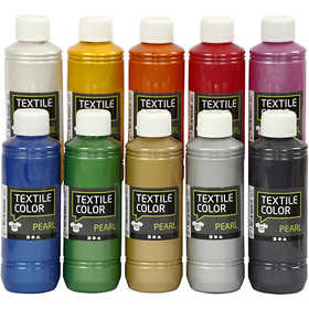 Textilfarbe, Perlmutt, Sortierte Farben, 10x250 ml/ 1 Pck [HOB-33799]