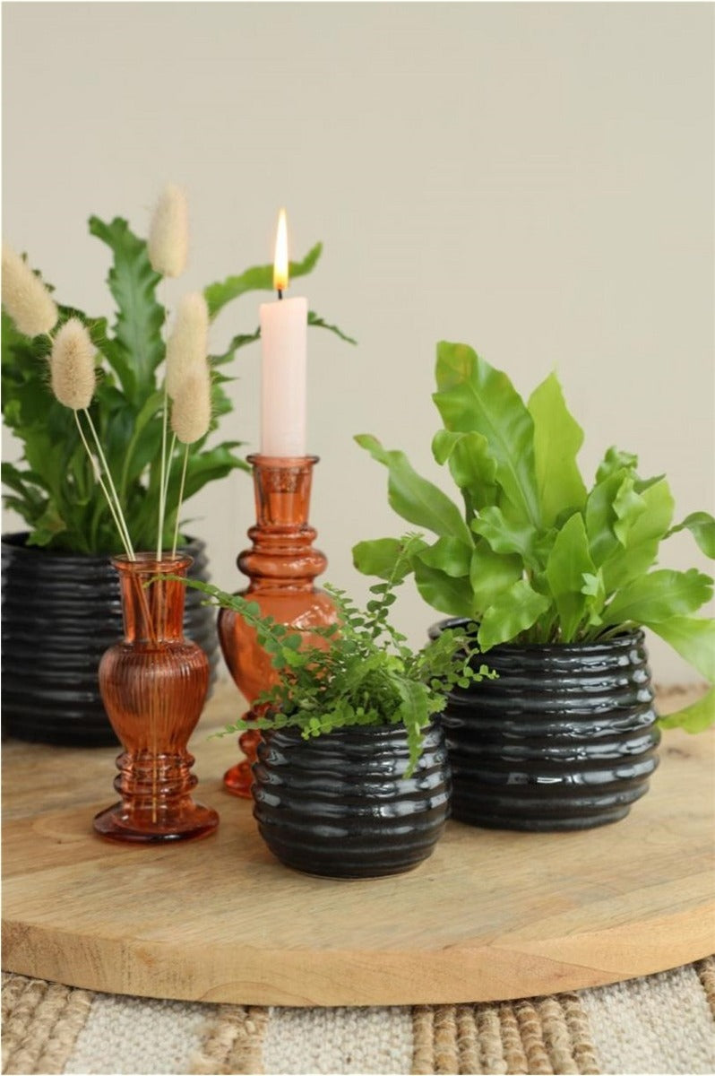 Topf Schwarz Anthrazit Rise Ø13 x h: 15,5 cm (4 Stück) [IFS-33975]