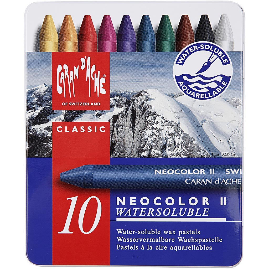 CARAN D’ACHE Neocolor II, L 10 cm, Dicke 8,5 mm, Sortierte Farben, 10 Stk/ 1 Pck [HOB-34040]