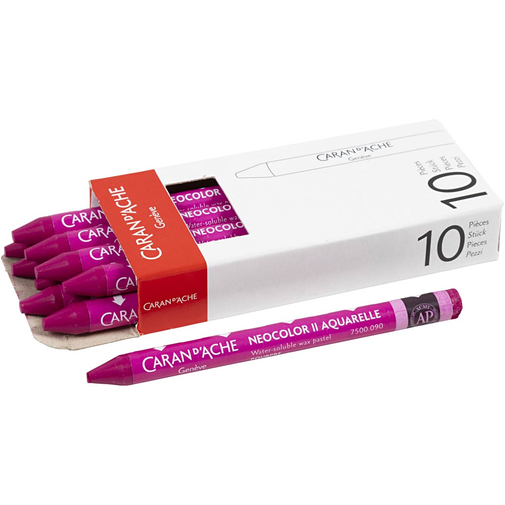 CARAN D’ACHE Neocolor II, L: 10 cm, thickness 8,5 mm, crimson (090), 10 pc