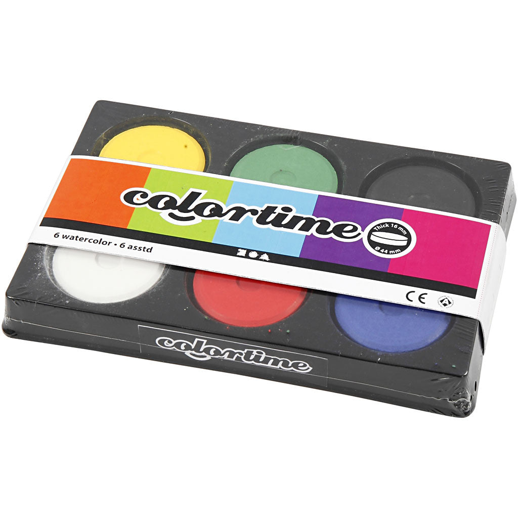 Wasserfarben, H 16 mm, D 44 mm, Primärfarben, 1 Pck [HOB-34480]