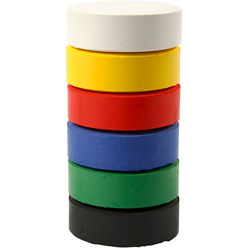 Watercolours, H: 19 mm, dia. 57 mm, primary colours, 6 pc