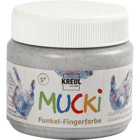 Mucki Fingerfarbe, Metallic-Silber, 150 ml/ 1 Dose [HOB-34752]