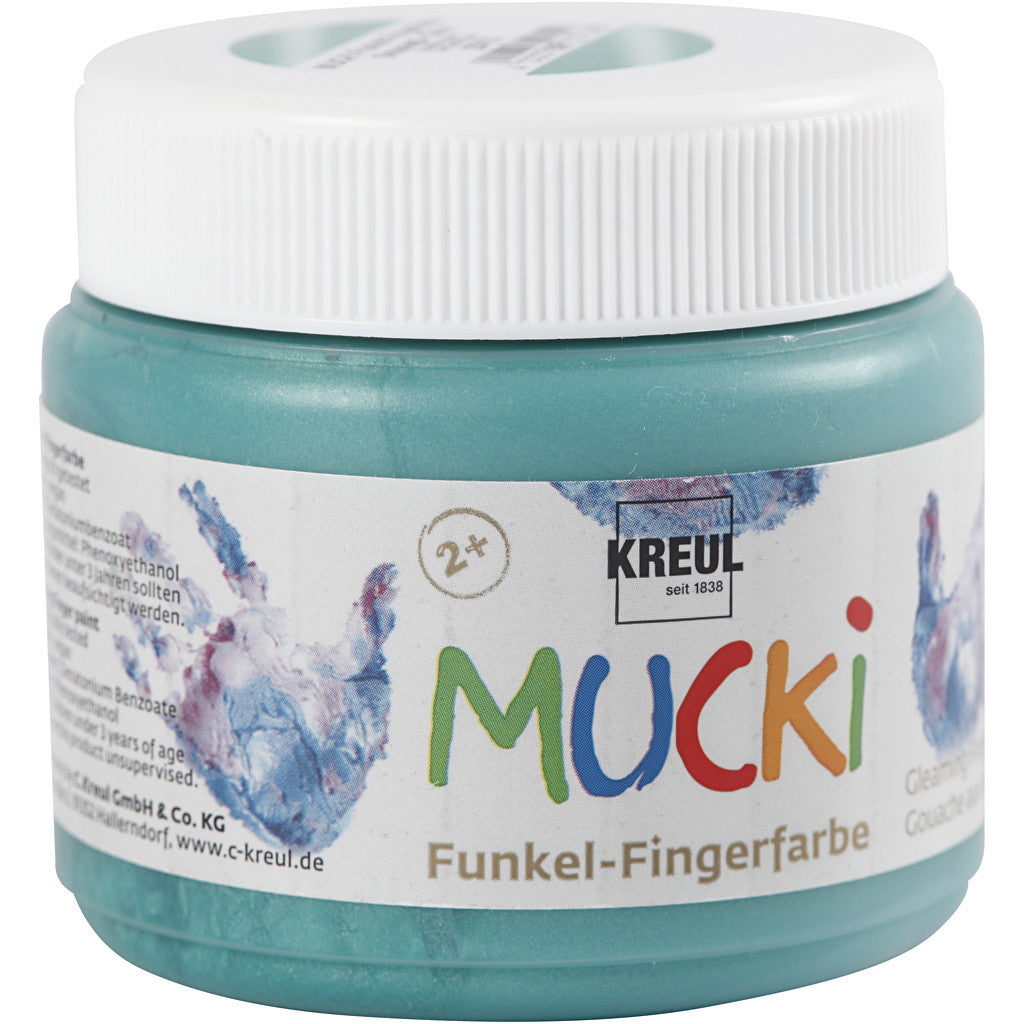 Mucki Fingerfarbe, Metallic-Grün, 150 ml/ 1 Dose [HOB-34756]