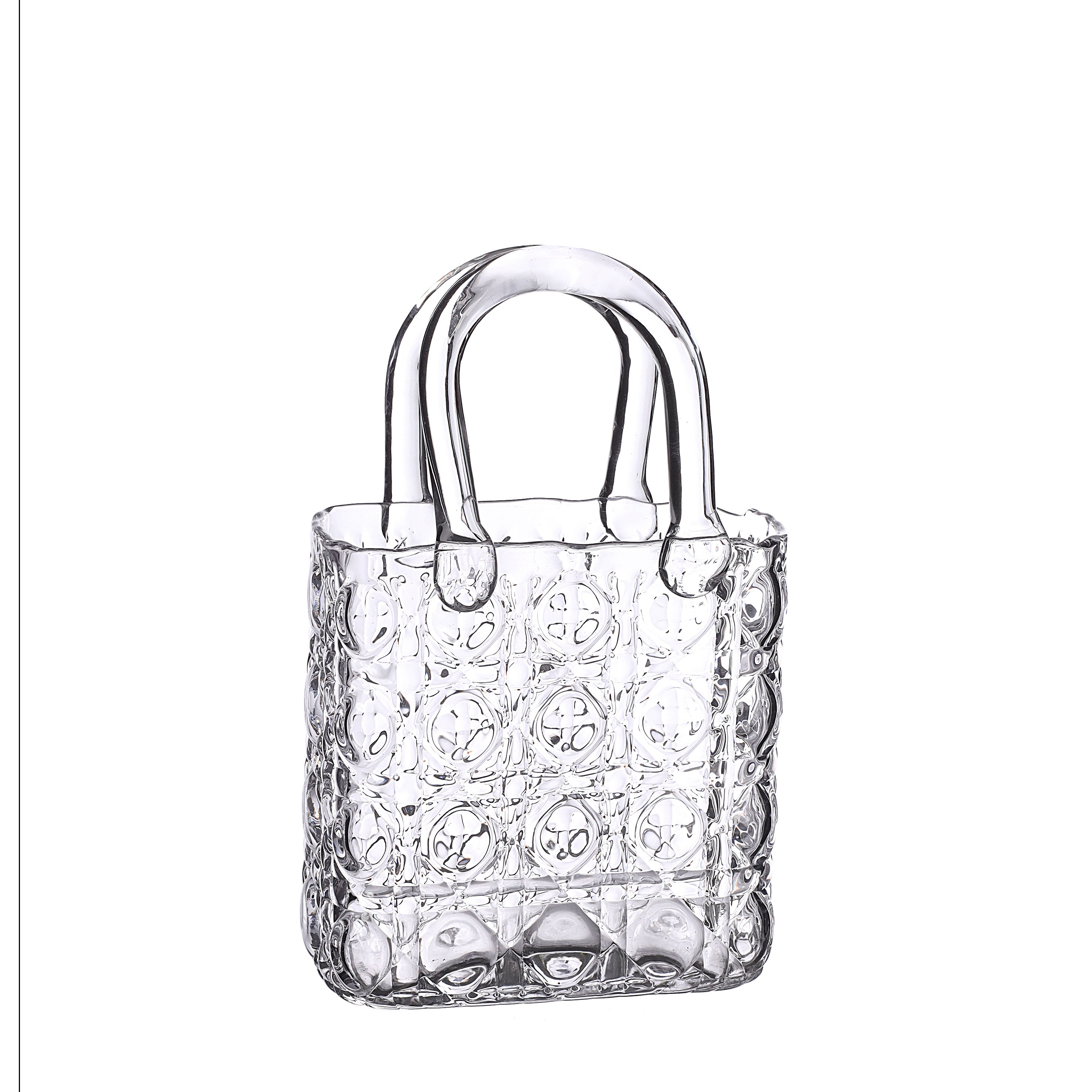 Handbag vase Elysee glass handle L.19 x W.11 x H.28 cm clear (1 pc)