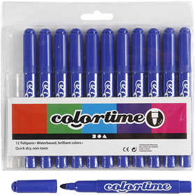 Colortime Marker, Strichstärke 5 mm, Blau, 12Stk/ 1 Pck [HOB-37333]