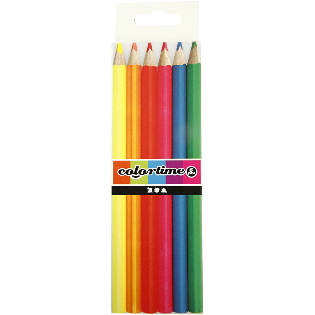 Colortime Buntstifte, L 17,45 cm, Mine 3 mm, Neonfarben, 6 Stk/ 1 Pck [HOB-38096]