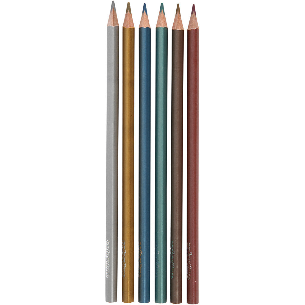 Colortime Buntstifte, L 17,45 cm, Mine 3 mm, Metallic-Farben, 6 Stk/ 1 Pck [HOB-38097]
