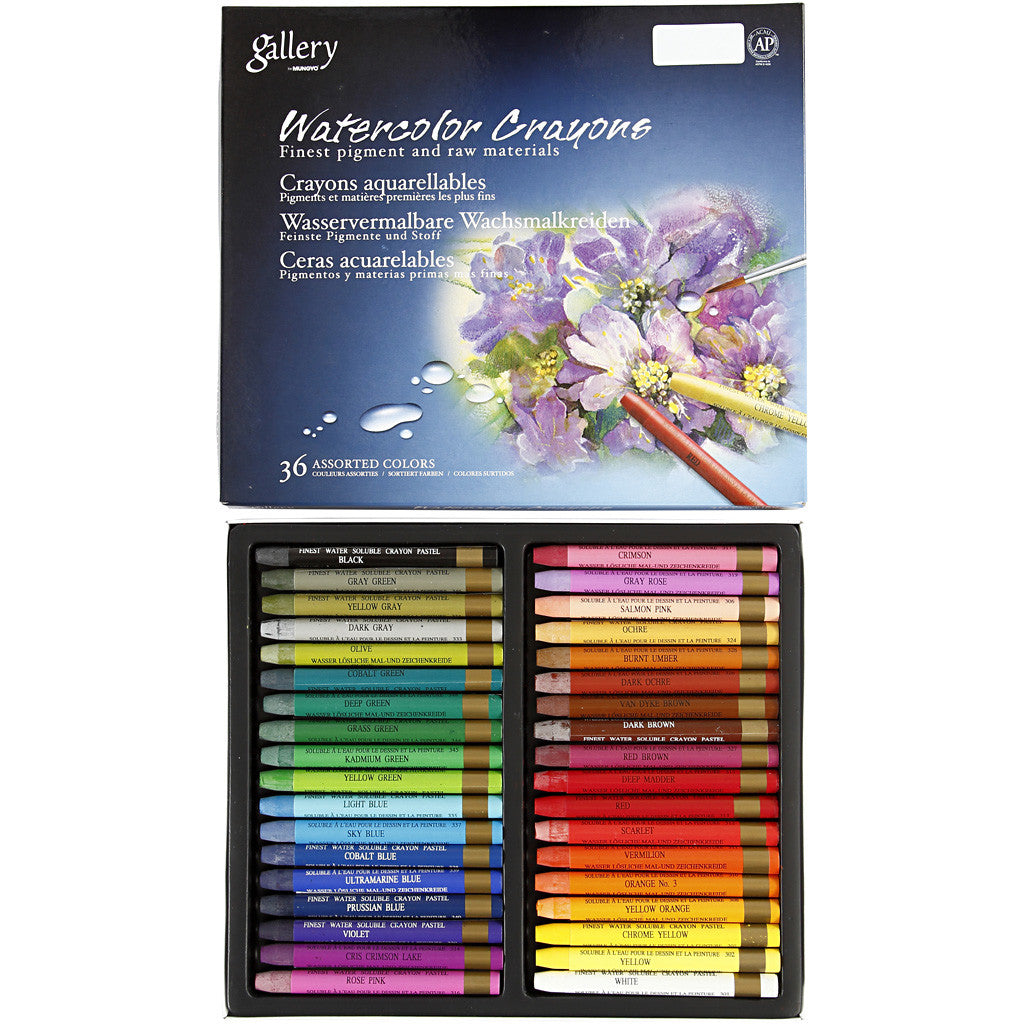 Gallery Aquarell-Kreide, L 9,3 cm, Sortierte Farben, 36 Stk/ 1 Pck [HOB-38286]