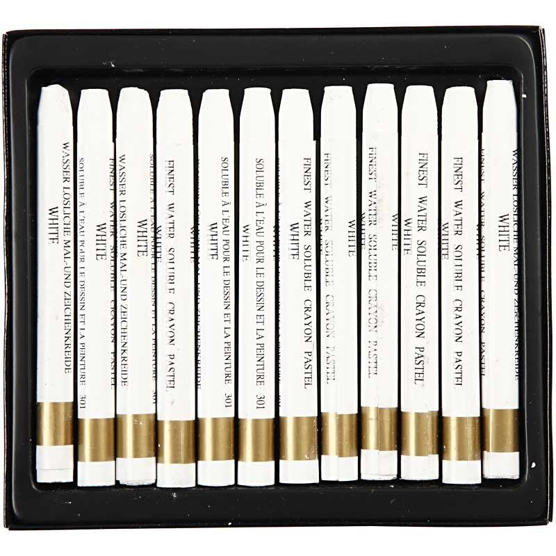 Gallery Aquarell-Kreide, L 9,3 cm, Dicke 8 mm, Weiß (301), 12 Stk/ 1 Pck [HOB-38288]
