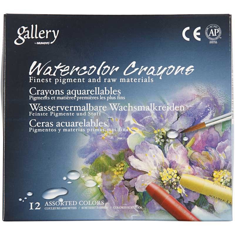 Gallery Aquarell-Kreide, L 9,3 cm, Dicke 8 mm, Weiß (301), 12 Stk/ 1 Pck [HOB-38288]