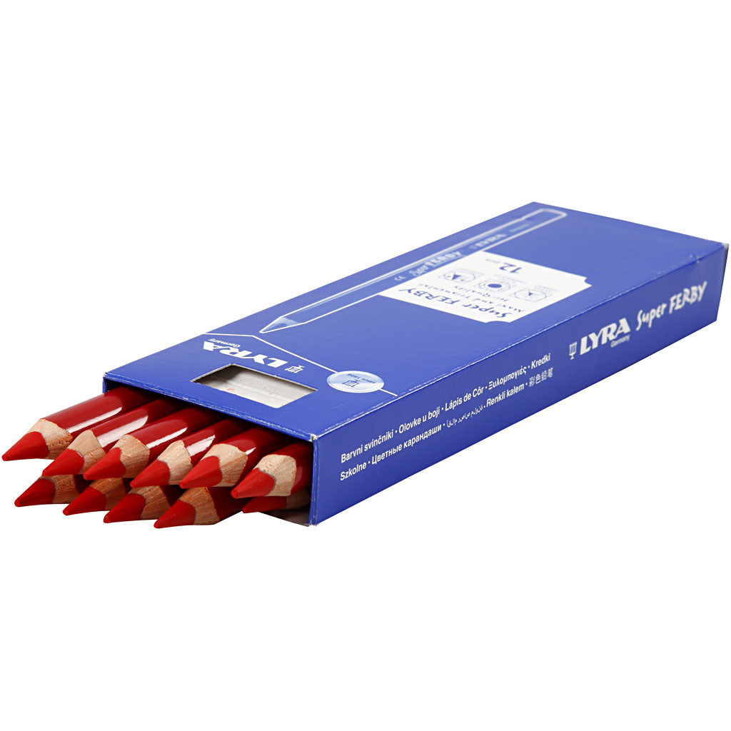 Super Ferby 1 Buntstifte, L 18 cm, Mine 6,25 mm, Rot, 12 Stk/ 1 Pck [HOB-38355]
