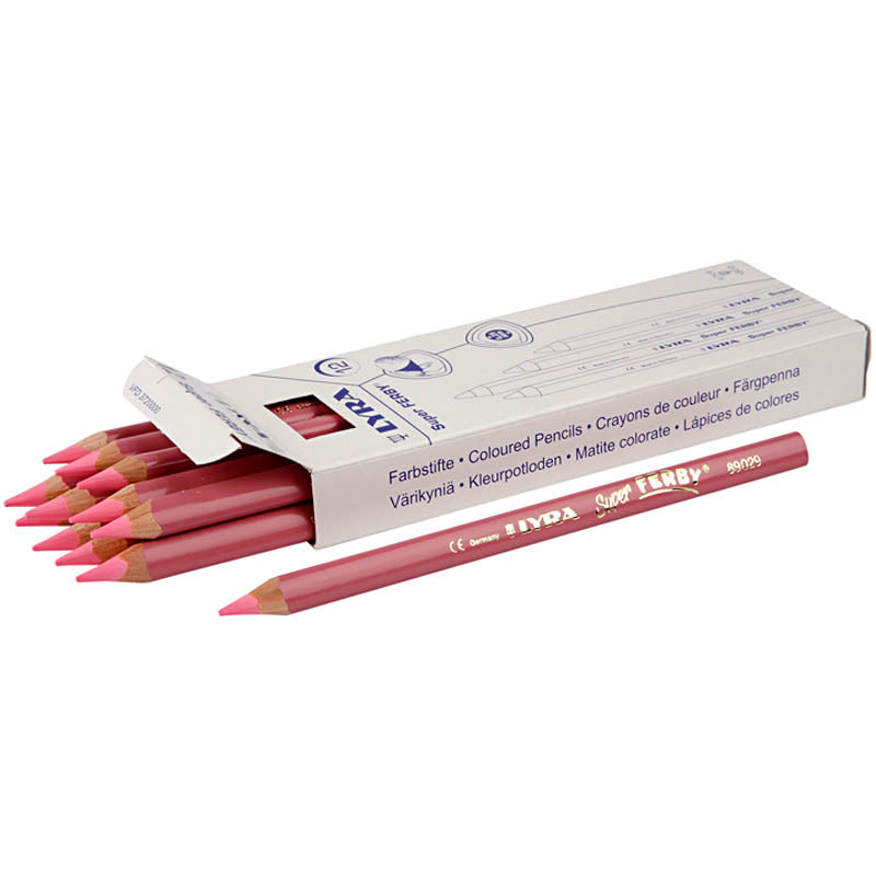 Super Ferby 1 colouring pencils, L: 18 cm, lead 6,25 mm, light red, 12 pc