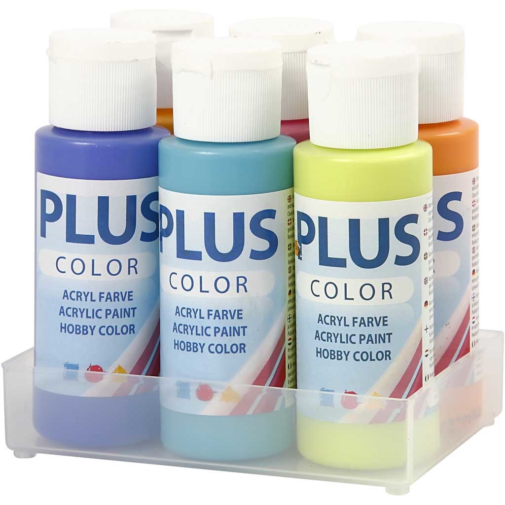 Plus Color Bastelfarbe, Sort. Farben, 6x60 ml/ 1 Pck [HOB-39695]