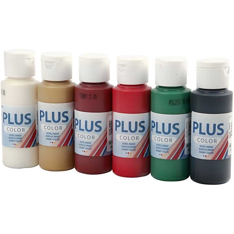 Plus Color Bastelfarbe, Weihnachtsfarben, 6x60 ml/ 1 Pck [HOB-39696]