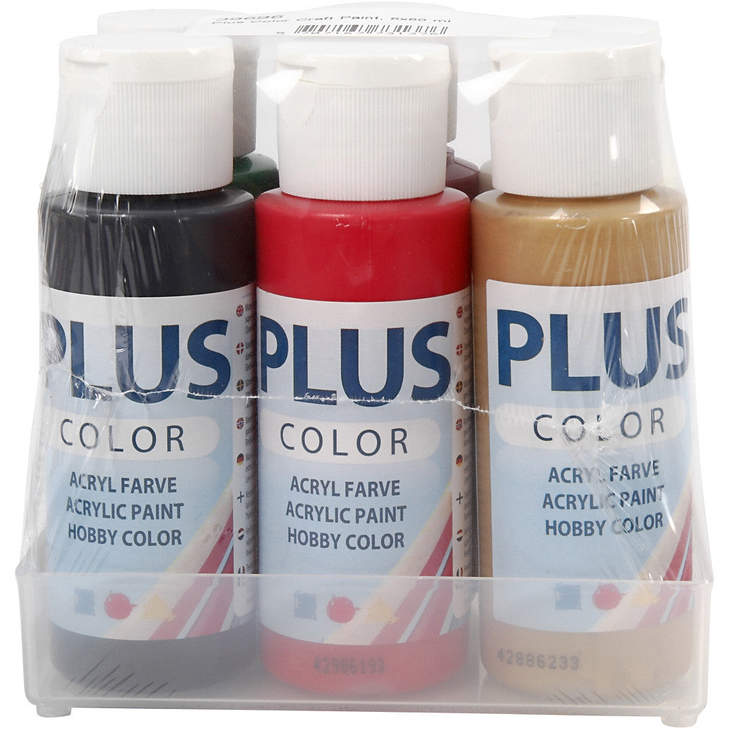 Plus Color Bastelfarbe, Weihnachtsfarben, 6x60 ml/ 1 Pck [HOB-39696]