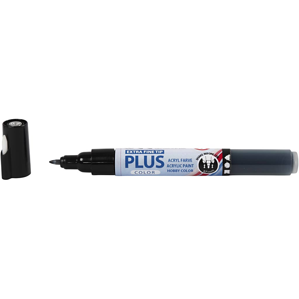 Plus Color Marker, L 14,5 cm, Strichstärke 0,7 mm, Schwarz, 5,5 ml, 1 Stk [HOB-39942]