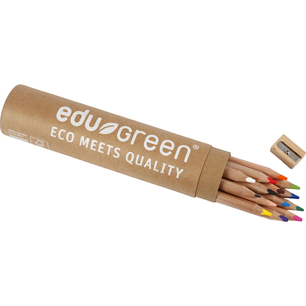 edu Green Jumbo-Buntstifte, Mine 5 mm, Sortierte Farben, 12 Stk/ 1 Pck [HOB-408114]