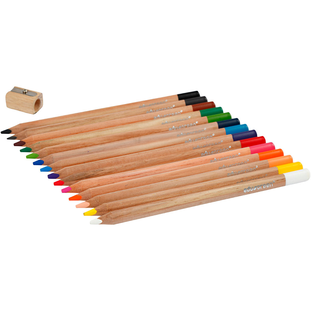 edu Green Jumbo-Buntstifte, Mine 5 mm, Sortierte Farben, 12 Stk/ 1 Pck [HOB-408114]