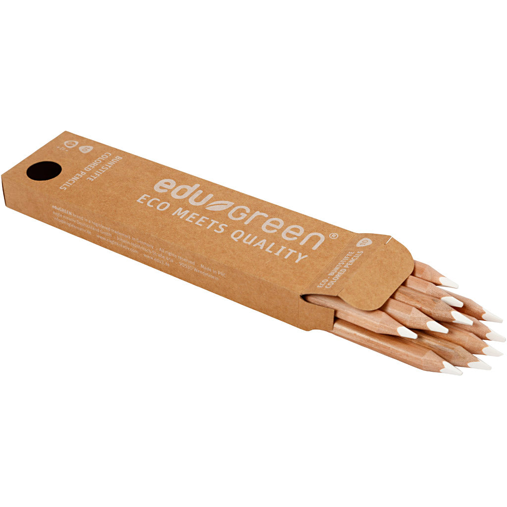 edu Green Jumbo-Buntstifte, Mine 5 mm, Weiß, 10 Stk/ 1 Pck [HOB-408201]