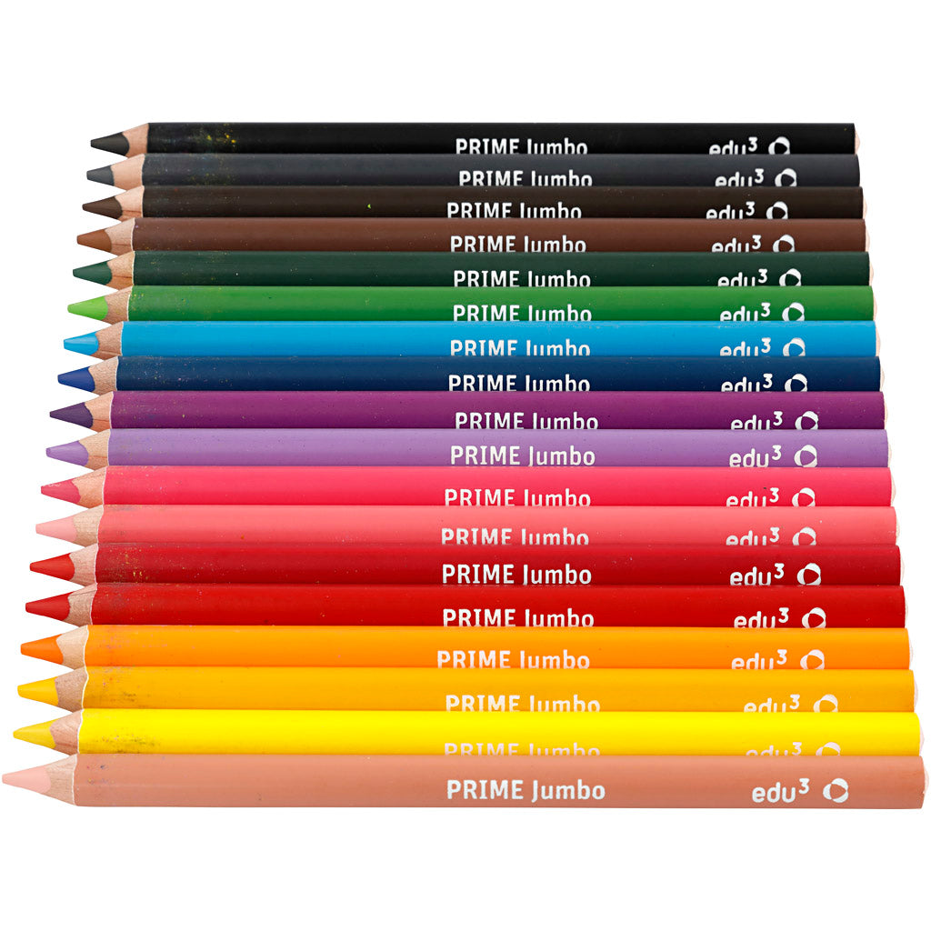 edu3 Jumbo-Buntstifte, Dicke 10 mm, Mine 6,25 mm, Sortierte Farben, 18 Stk/ 1 Pck [HOB-409018]