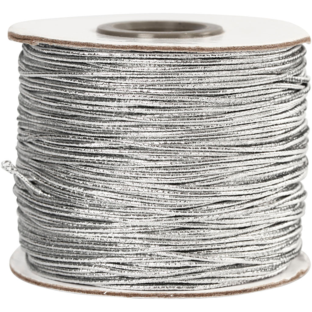 Elastic Beading Cord, thickness 1 mm, silver, 100 m/ 1 roll