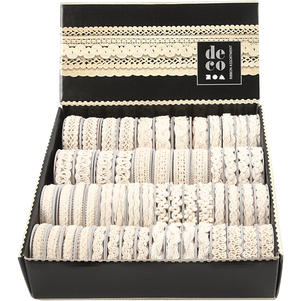 Spitzenborte, B 6-18 mm, Creme, 56x0.90 m/ 1 Pck [HOB-41053]