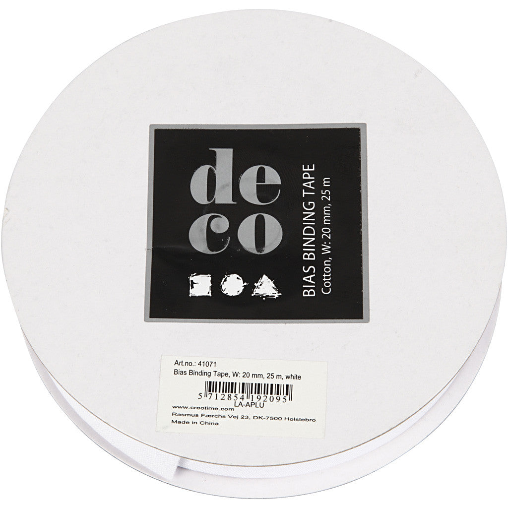 Schrägband, B 20 mm, Weiß, 25 m/ 1 Rolle [HOB-41071]