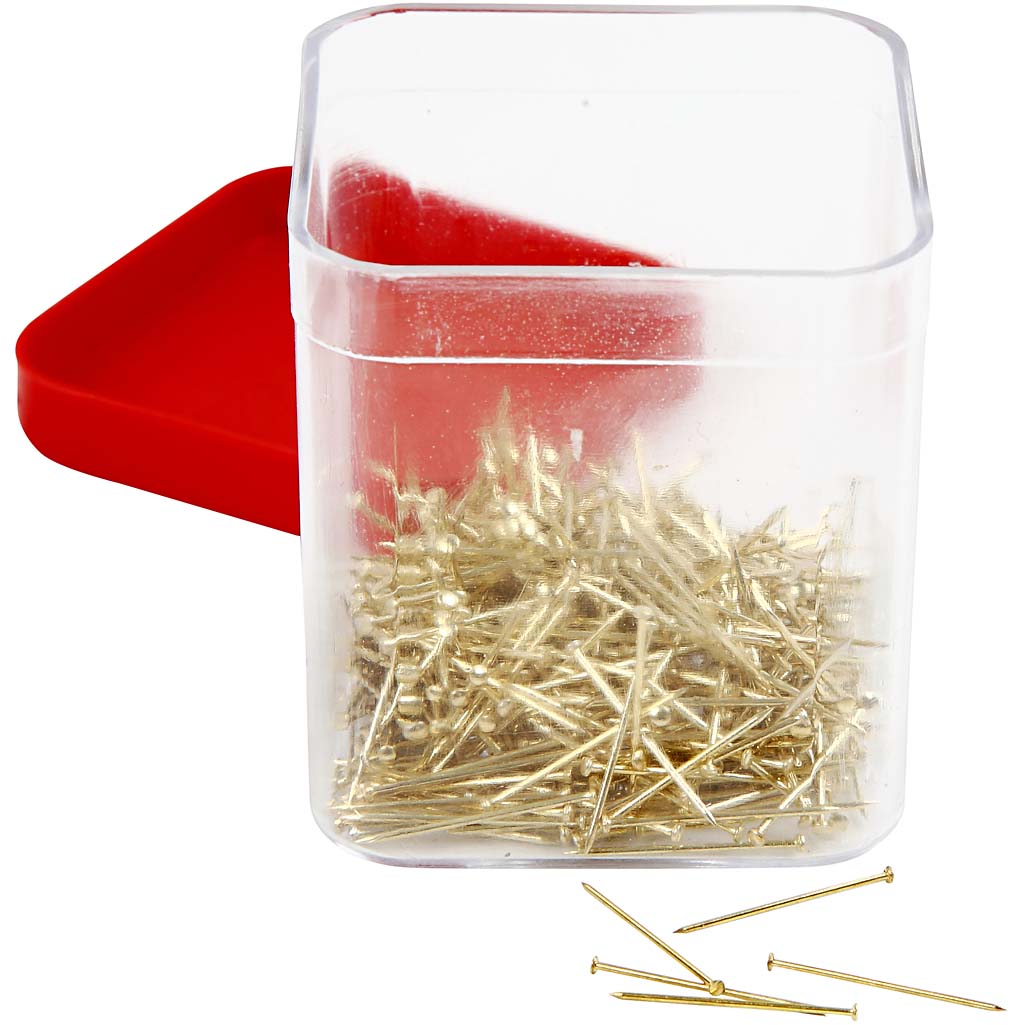 Stecknadeln, L 16 mm, Dicke 0,65 mm, ca. 500 Stk, Gold, 35 g/ 1 Pck [HOB-41122]
