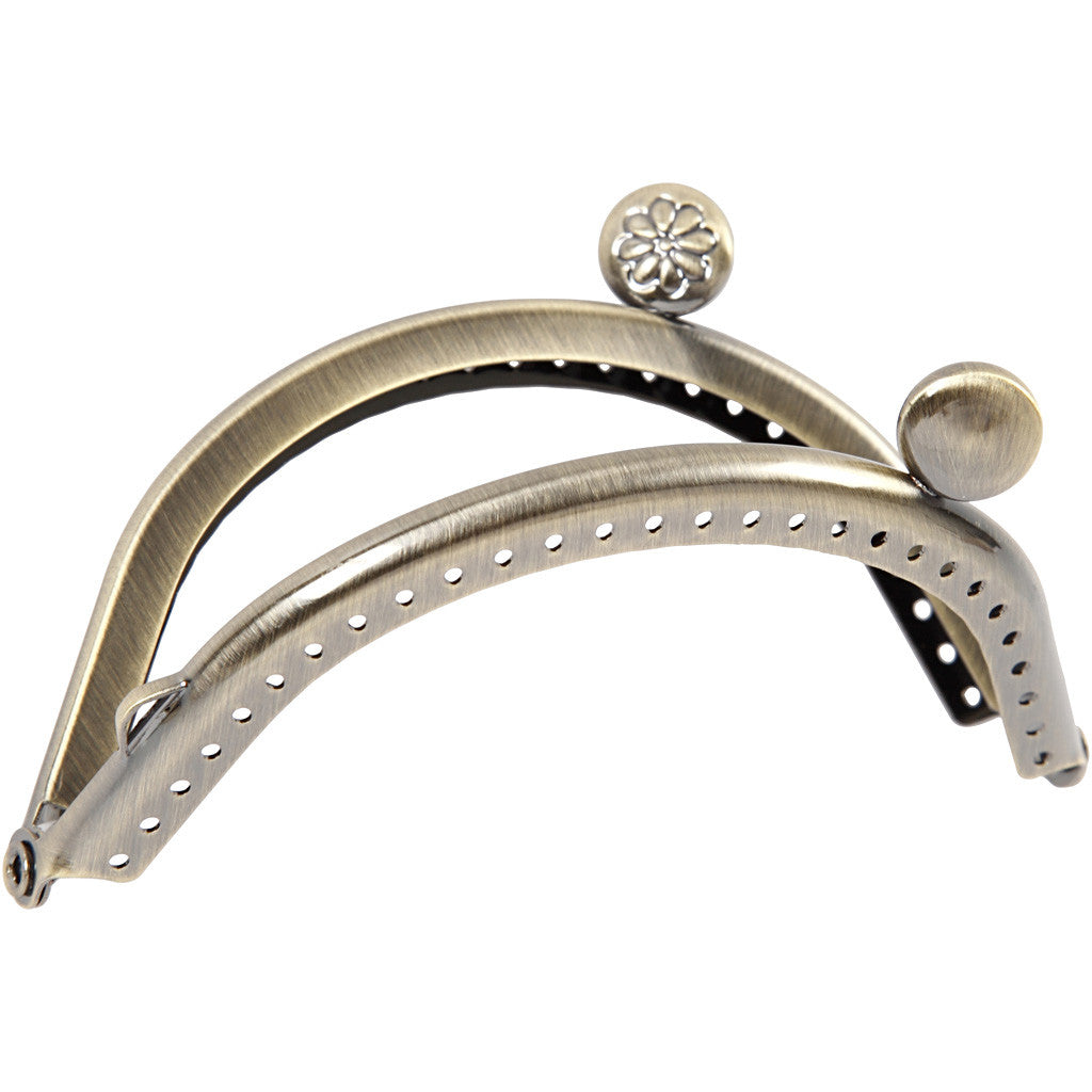 Bügelverschluss für Handtaschen, Größe 8 cm, Gebürstetes Silber, 1 Stk [HOB-41355]