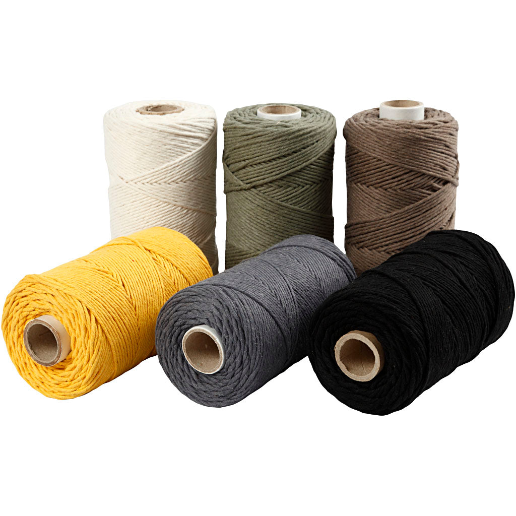 Macramé Cord, L: 198 M, dia. 2 mm, assorted colours, 6x330 g