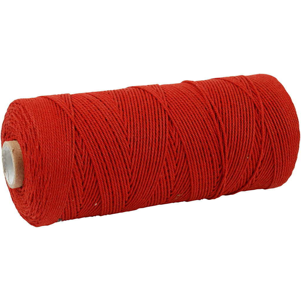 Macramé-Kordel, L 315 M, Dicke 1 mm, Dünne Qualität 12/12, Rot, 220 g/ 1 Knäuel [HOB-41506]