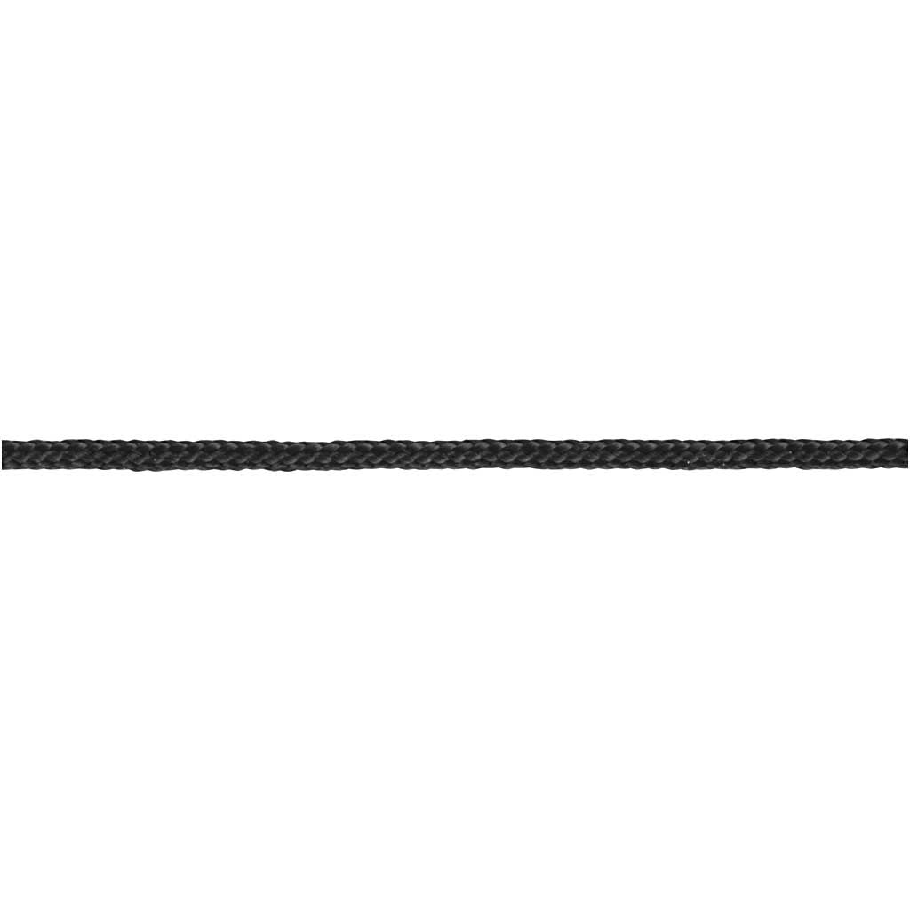 Macramé-Kordel, Dicke 1,8 mm, Schwarz, 50 m/ 1 Rolle [HOB-41578]
