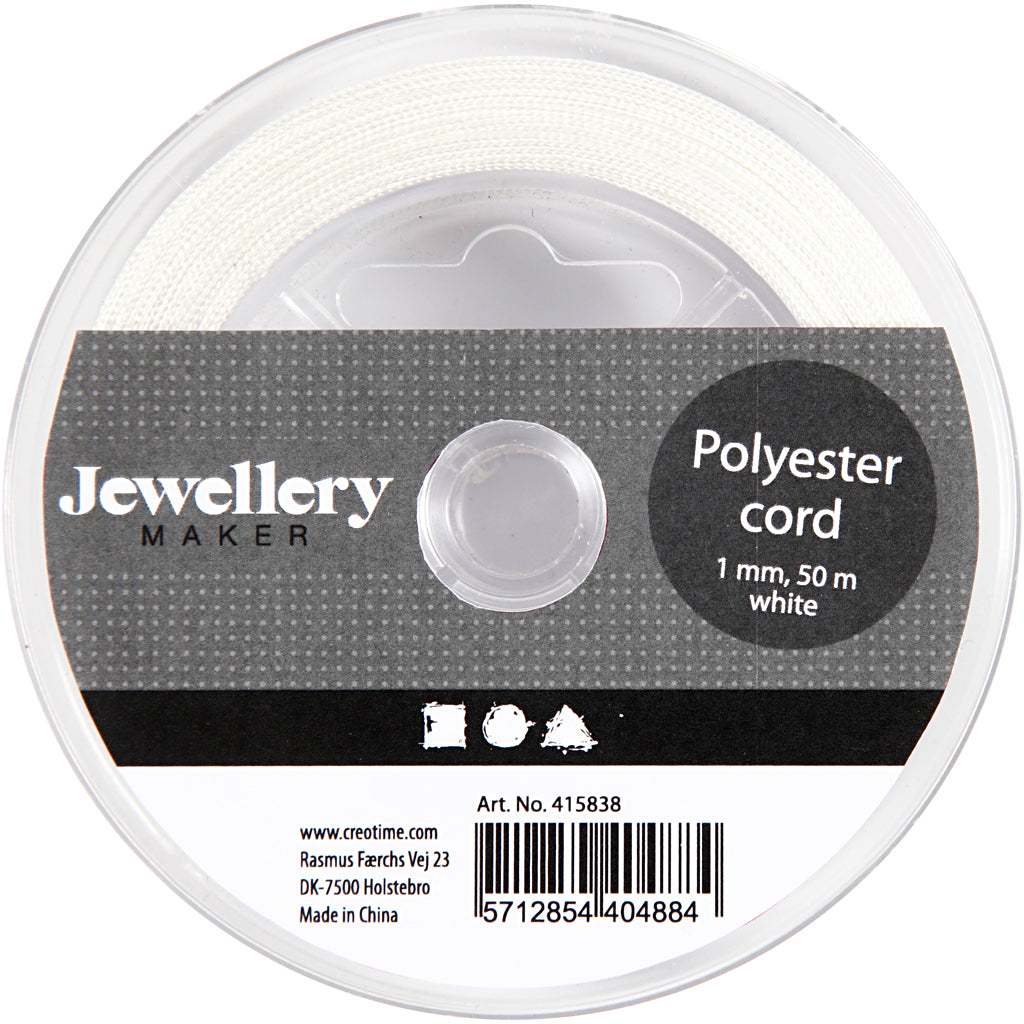 Polyesterschnur, Dicke 1 mm, Weiß, 50 m/ 1 Rolle [HOB-415838]