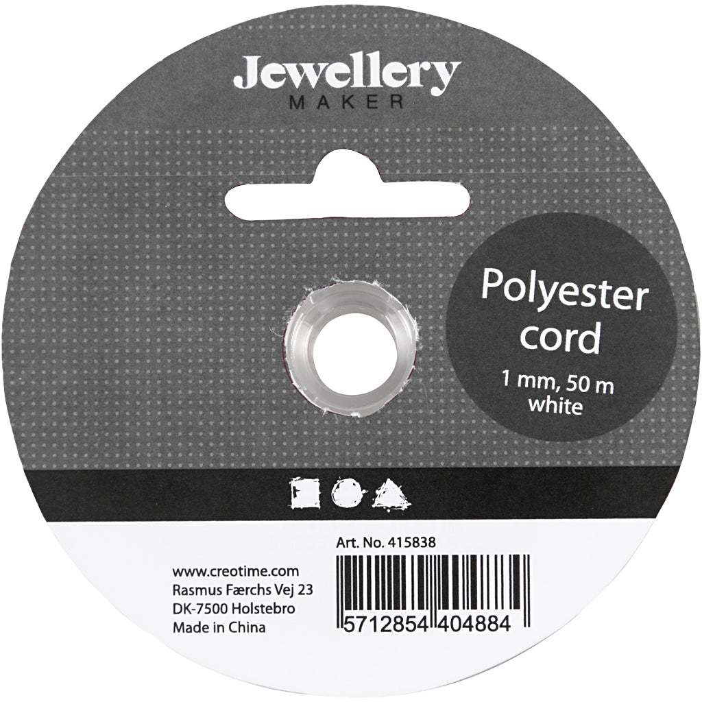 Polyesterschnur, Dicke 1 mm, Weiß, 50 m/ 1 Rolle [HOB-415838]