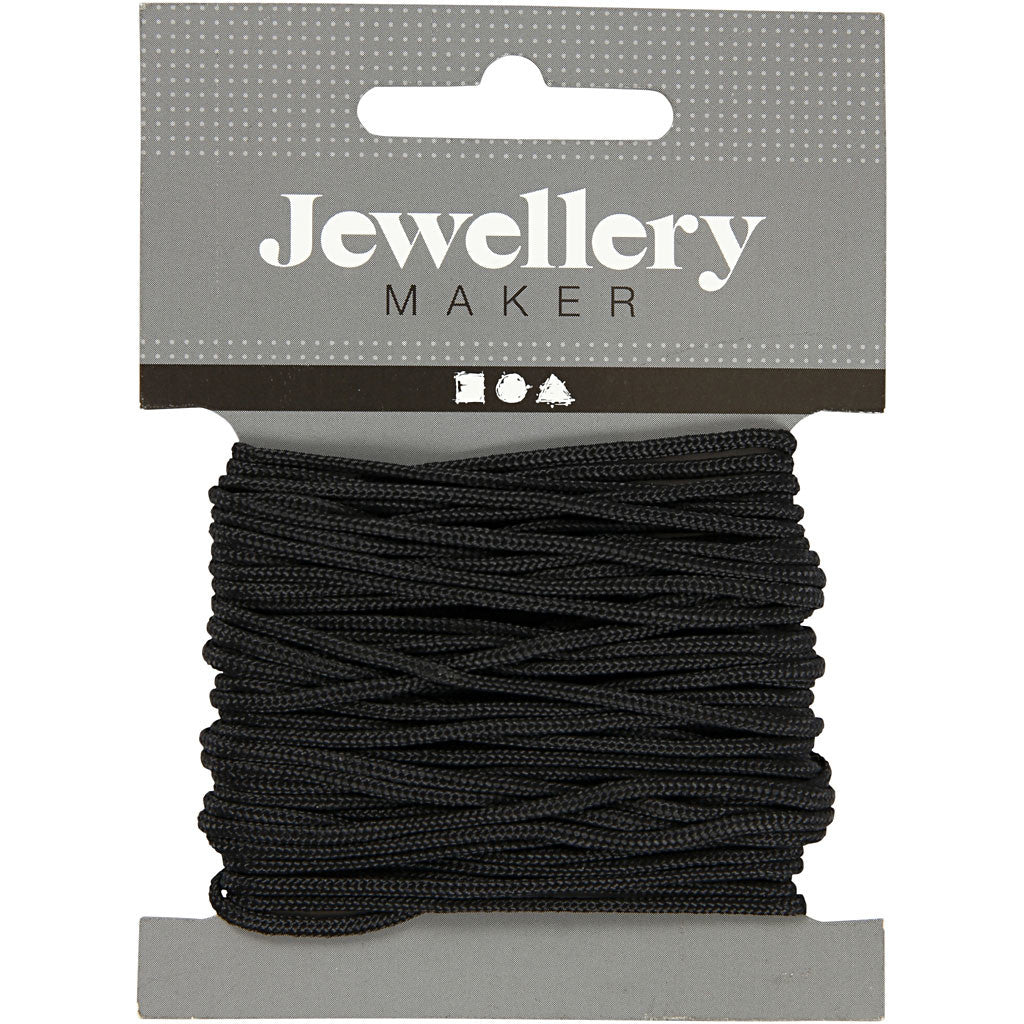 Macramé-Kordel, Dicke 2 mm, Schwarz, 8 m/ 1 Rolle [HOB-41755]