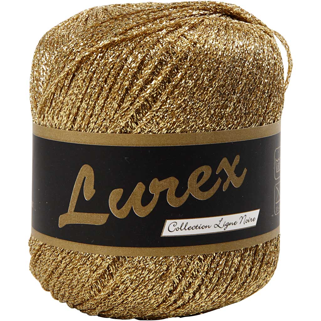 Lurex Yarn, L: 160 M, gold, 25 g/ 1 ball