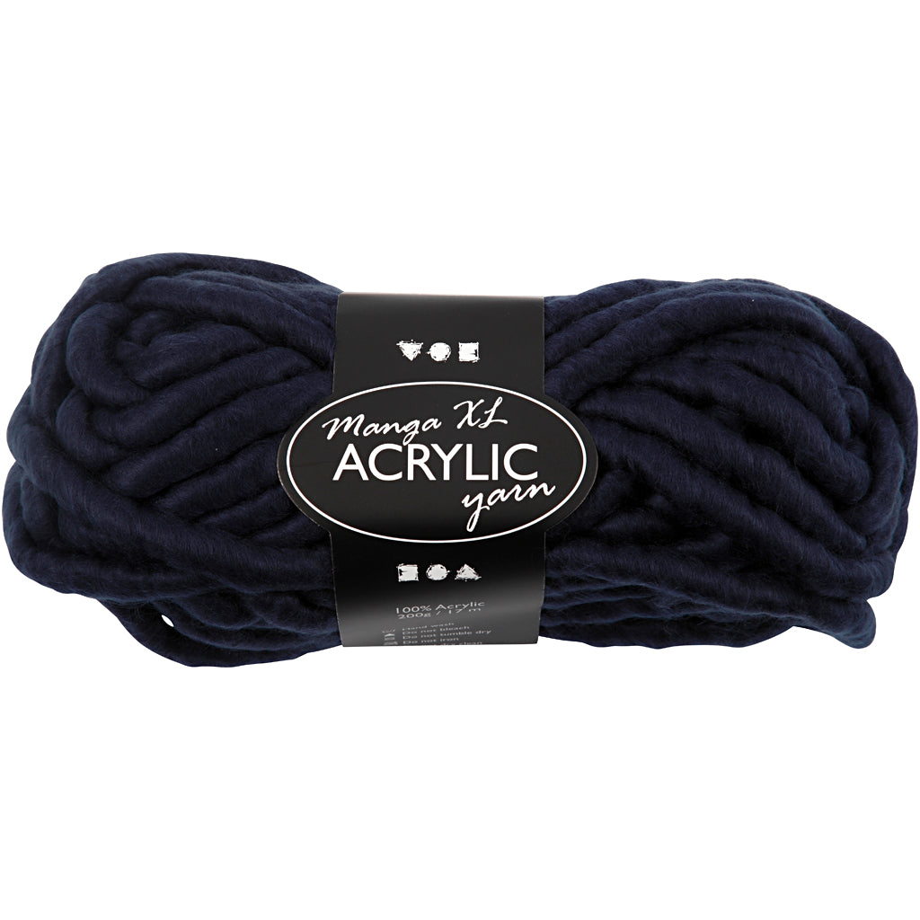 Chunky Yarn of Acrylic, L: 17 M, size manga, dark blue, 200 g/ 1 ball